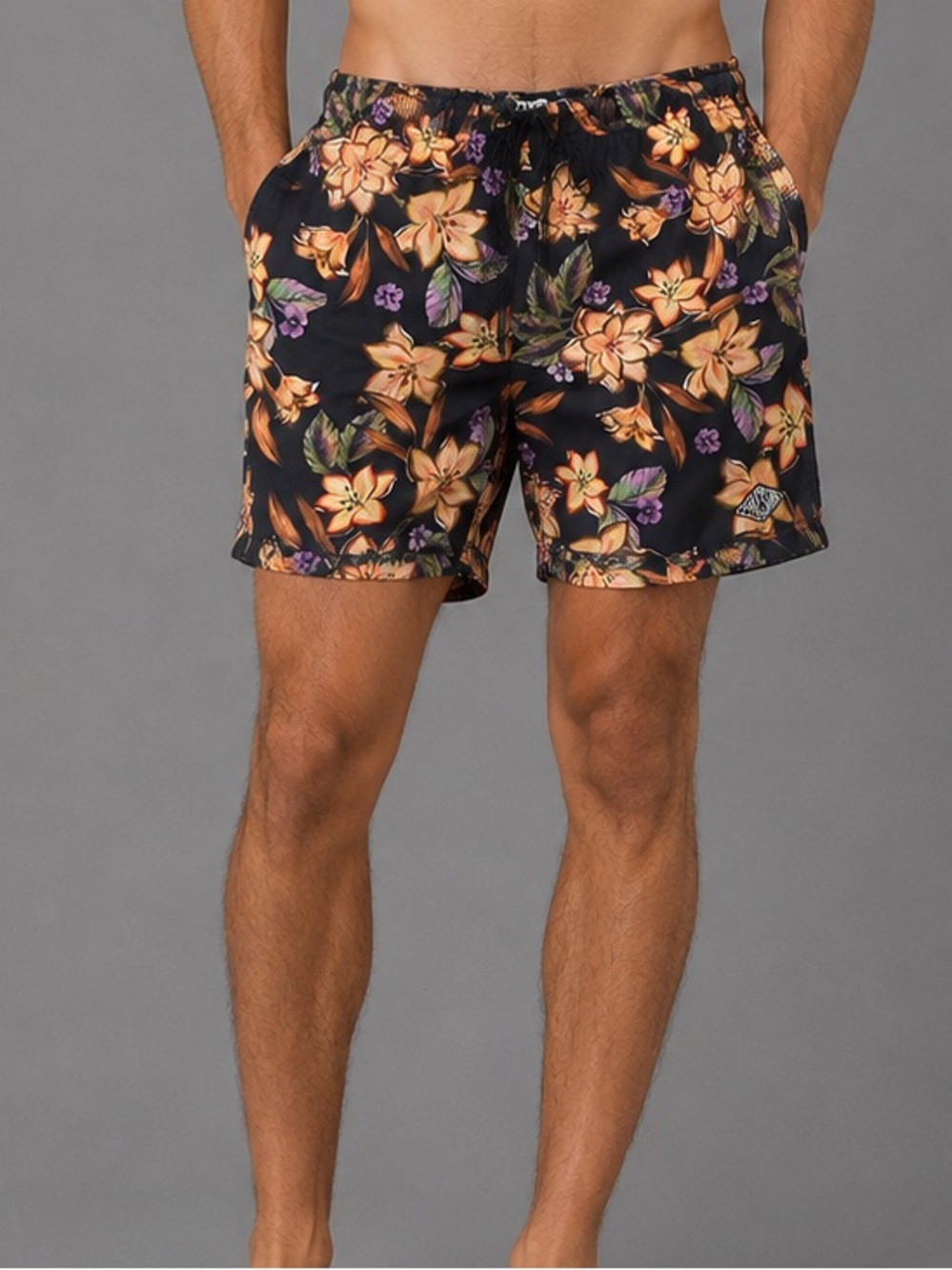 PacSun Floral Swim Trunks – Black Tropical Print, Size Medium